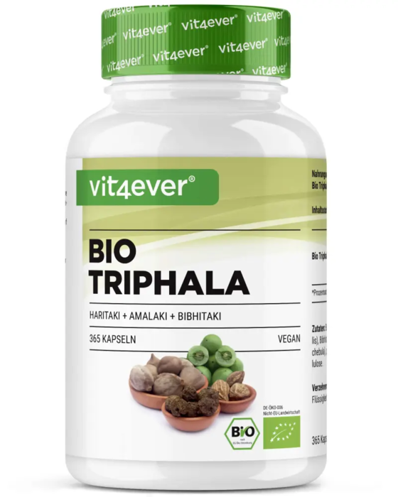 Triphala Orgânico - 750 mg, 365 cápsulas