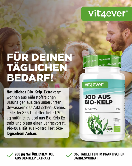 Extrato de Algas Orgânicas (Iodo Natural) - 365 comprimidos com 200 µg de iodo