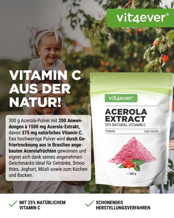 Vitamina C de Acerola em pó (cereja jamaicana) - 300g