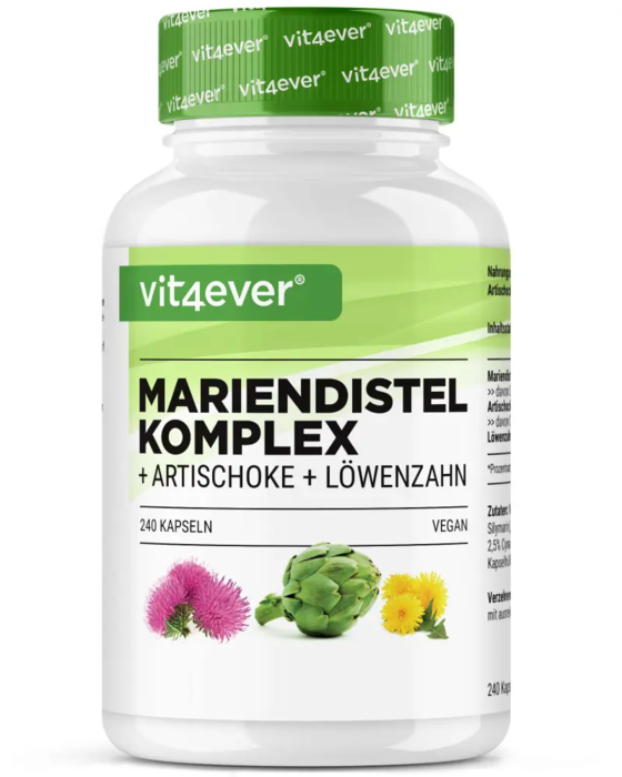 Complexo de Cardo Mariano com Alcachofra e Dente-de-leão - 240 cápsulas vegan