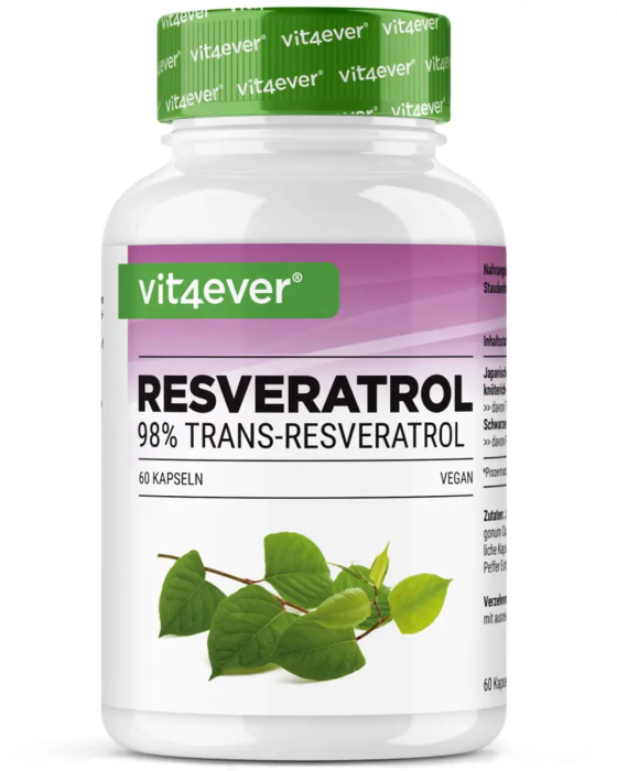 Resveratrol 500mg - 98% Trans-Resveratrol - 60 cápsulas vegan