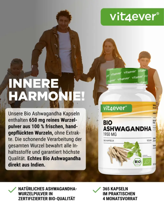 Ashwagandha BIO - 365 cápsulas vegan