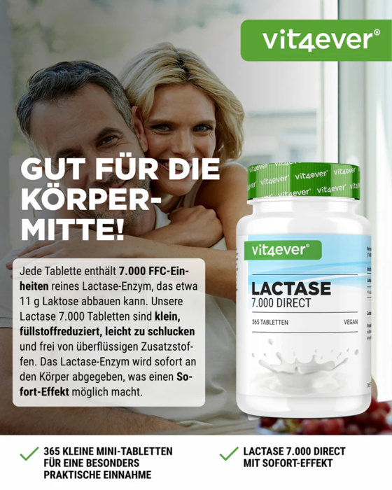 Lactase 7000 - 7000 unidades FCC, 180 comprimidos
