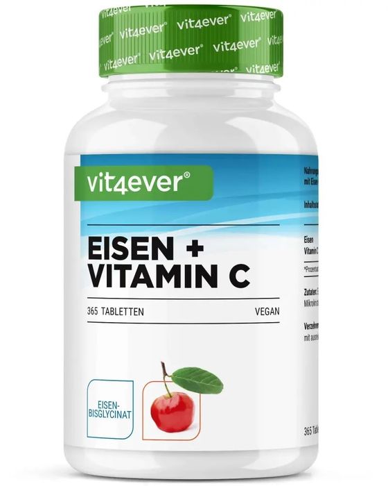 Ferro + Vitamina C - Bisglicinato Ferroso - 365 comprimidos
