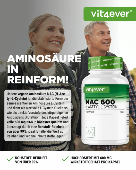 NAC - N-Acetil L-Cisteína 240 cápsulas com 600mg cada