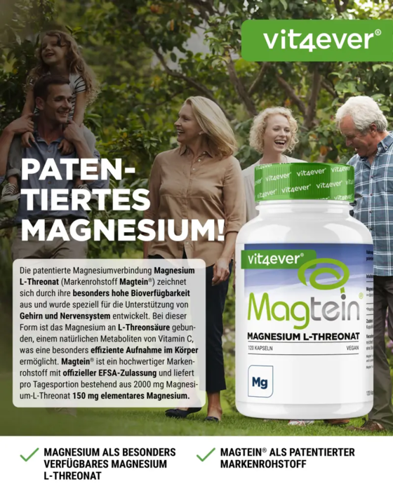 Magnésio L-Treonato, - Magteína 120 cápsulas