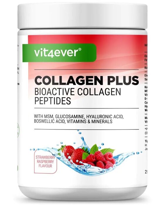 Collagen Plus - morango-framboesa, 500 g