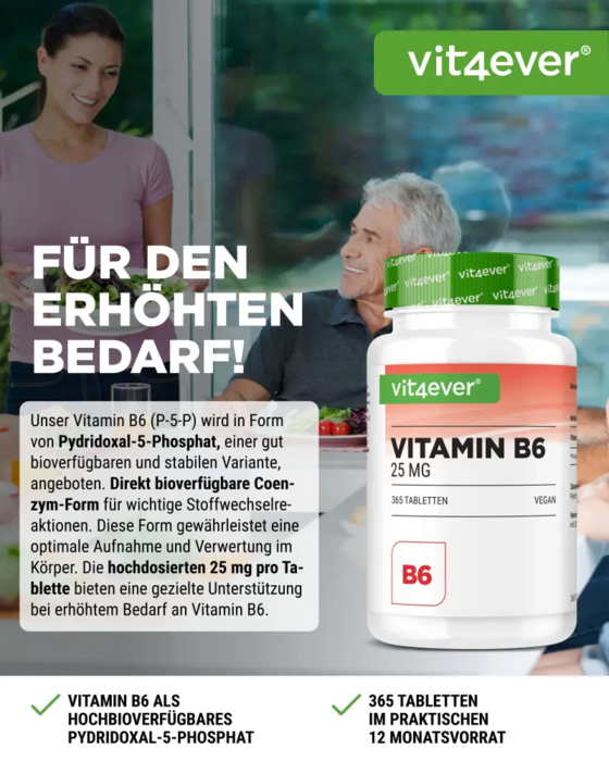 Vitamina B6 - 25 mg, 365 comprimidos