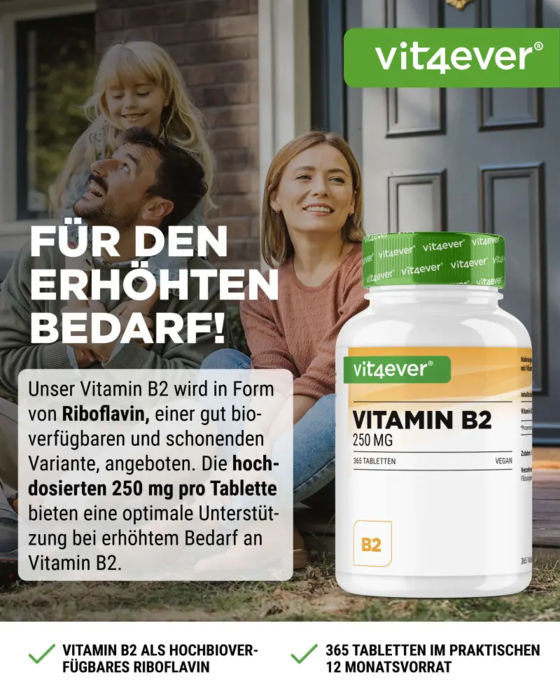Vitamina B2 - 250 mg, 365 comprimidos