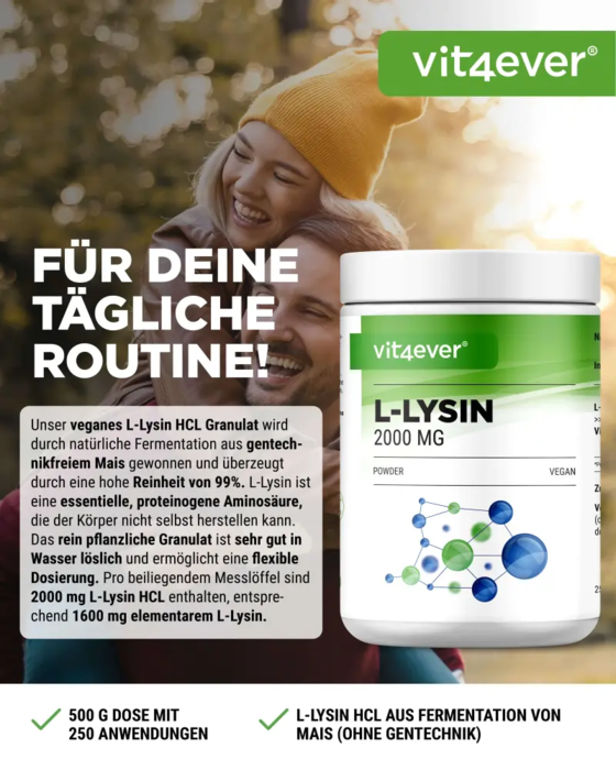 Pó de L-Lisina HCL, 500g