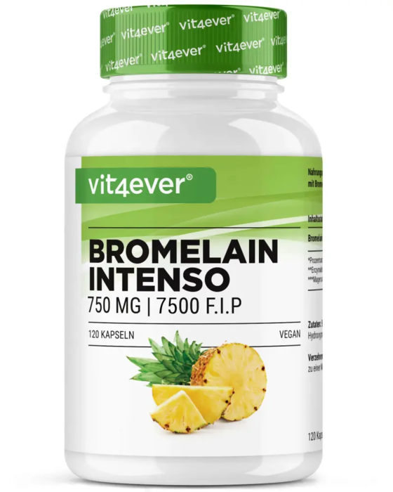 Bromelaína - 7.500 FIP, 120 cápsulas