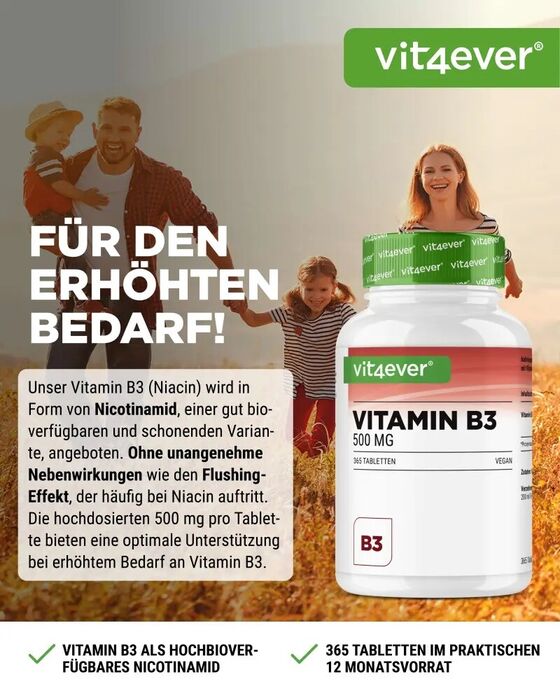 Vitamina B3 - 500 mg, 365 comprimidos