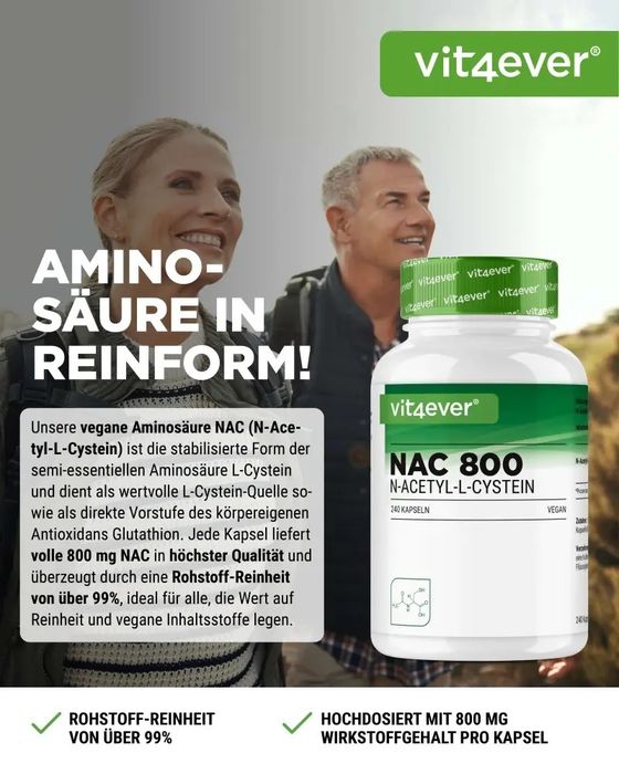 NAC - N-Acetil L-Cisteína - 800 mg, 240 Cápsulas