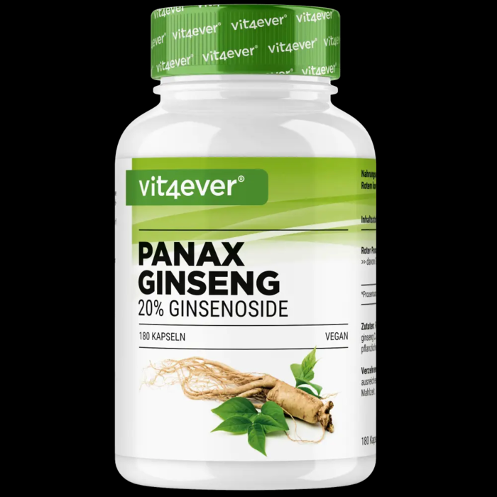 Ginseng Panax Vermelho, 180 cápsulas