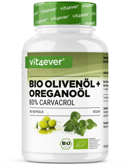 Óleo de orégano orgânico e azeite de oliva, 90 cápsulas