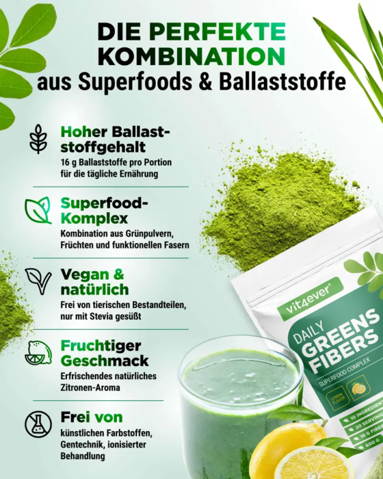 Daily Greens & Fibers - diversas variedades, 600 g