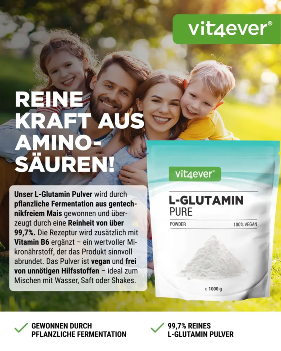  L-Glutamina em pó, 1000 g