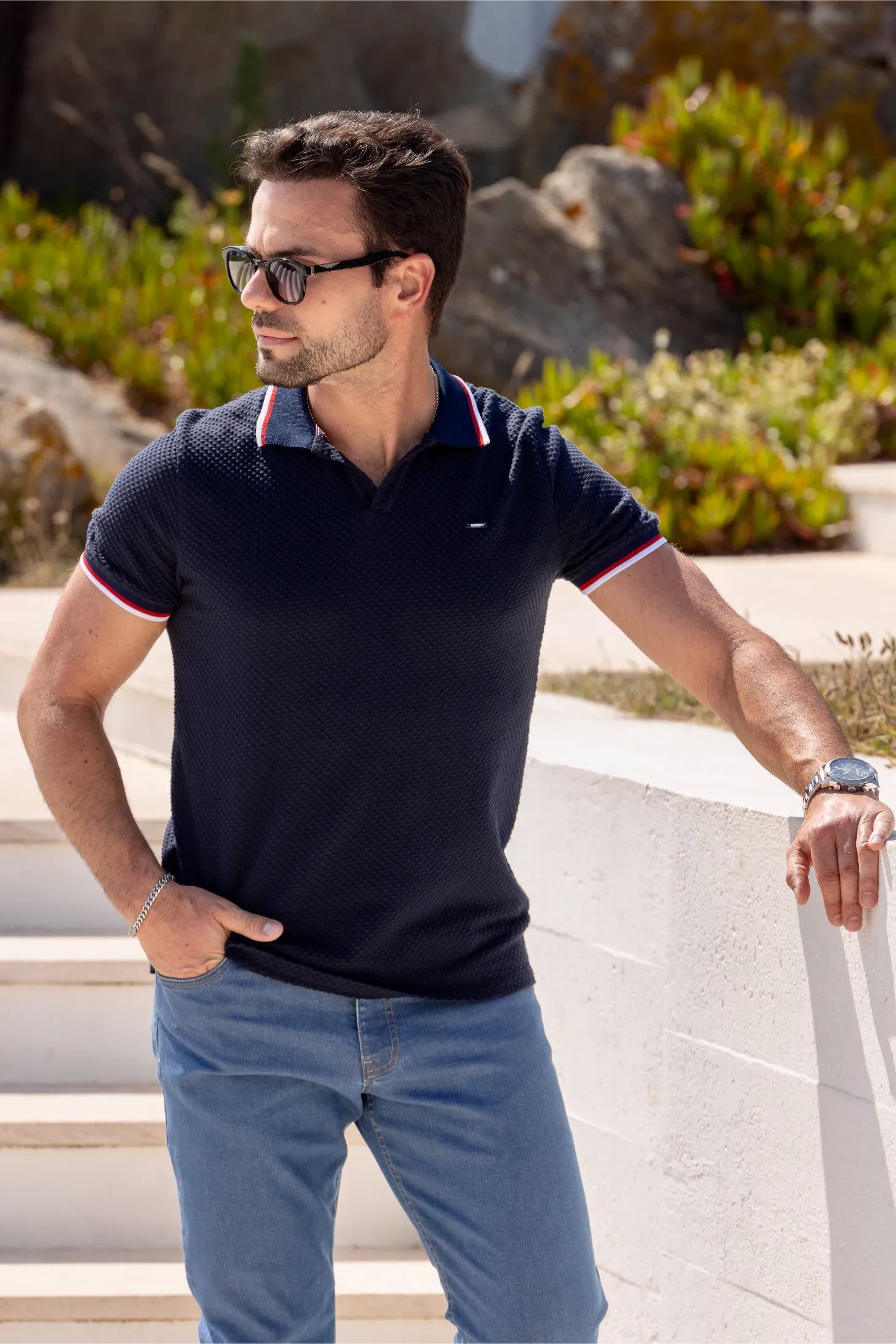 Polo Textured Nautical Stripe