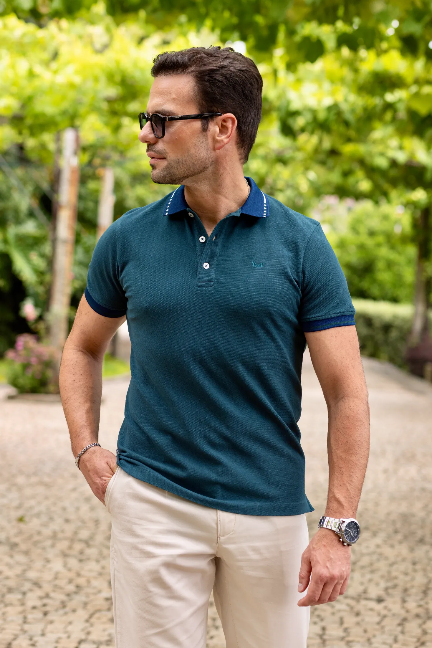Polo Piqué Racing Stripe