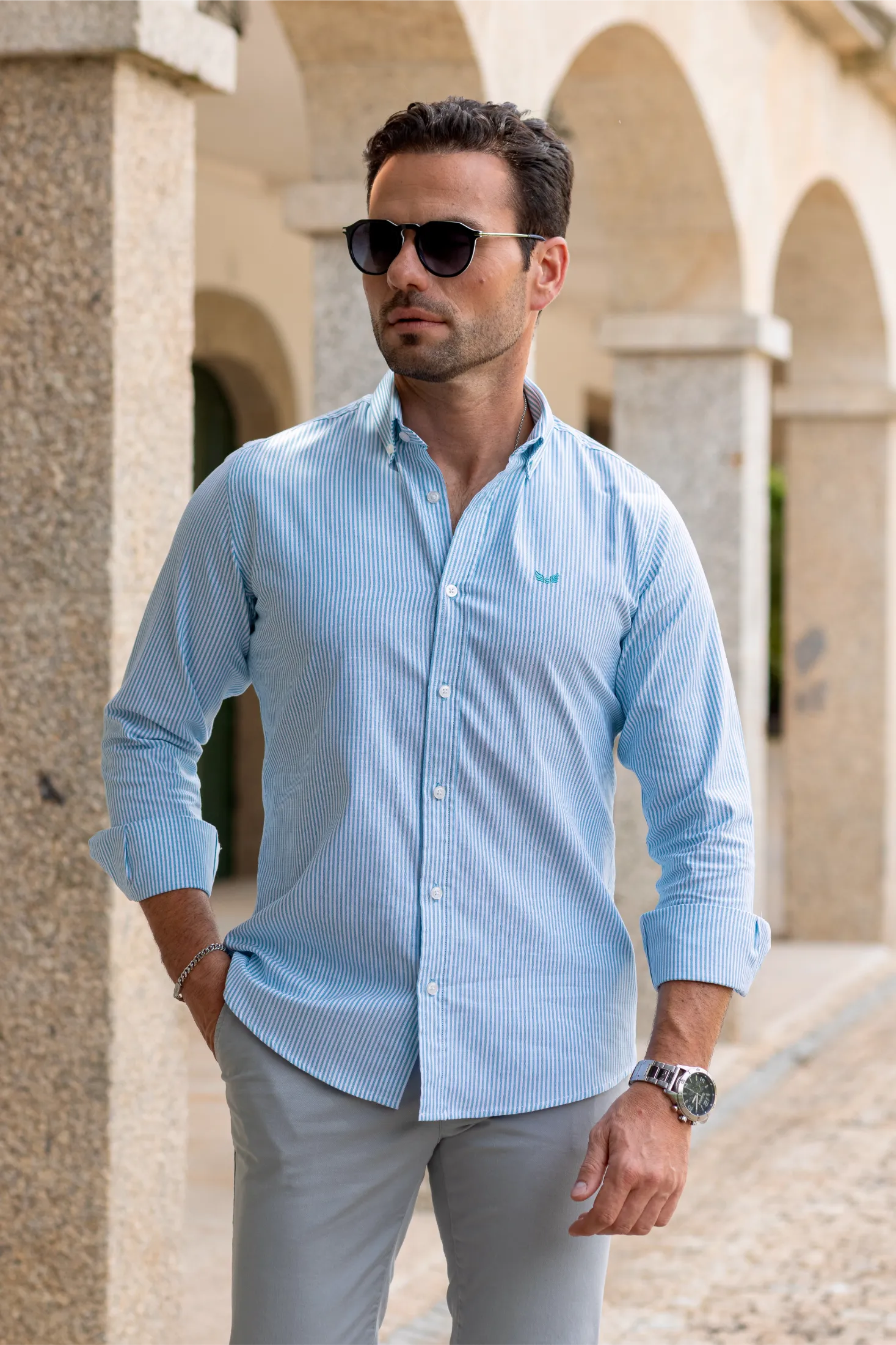 Camisa Oxford Azure Stripe