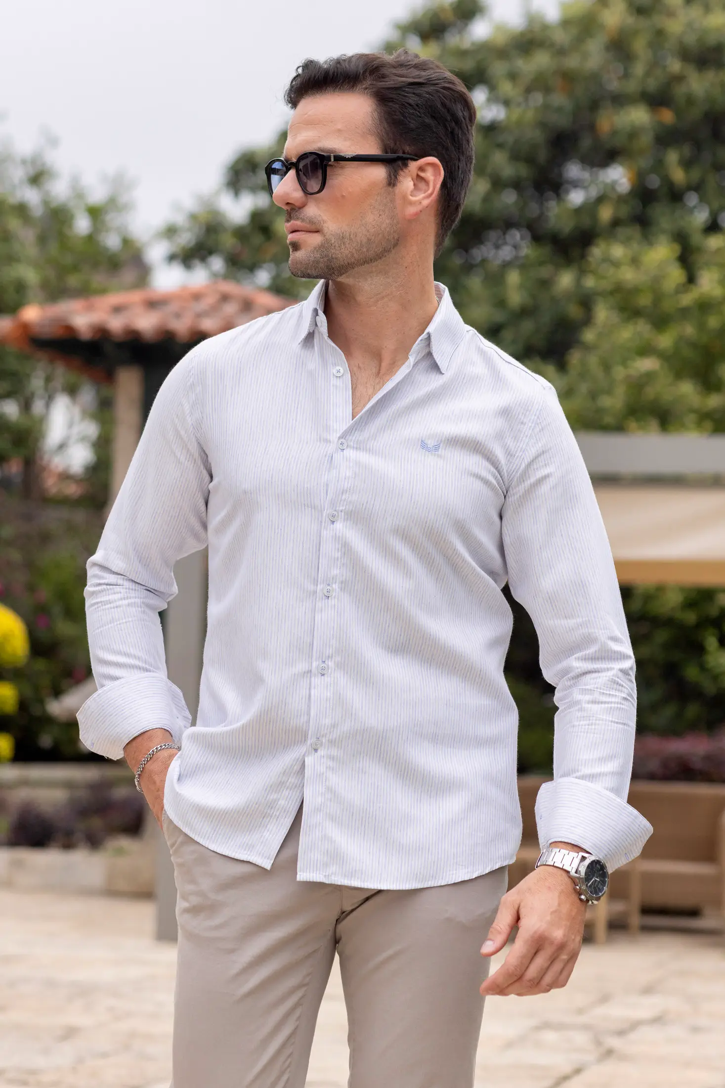 Camisa Sky Linen Stripe