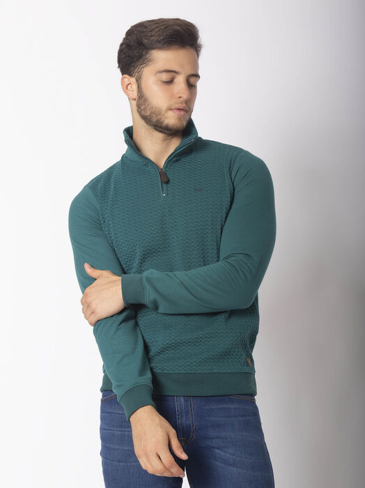 Polo c/ fecho em malha jacquard