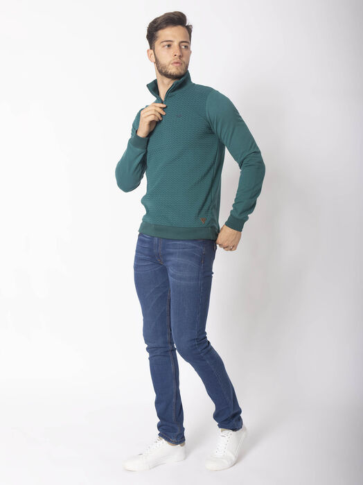 Polo c/ fecho em malha jacquard