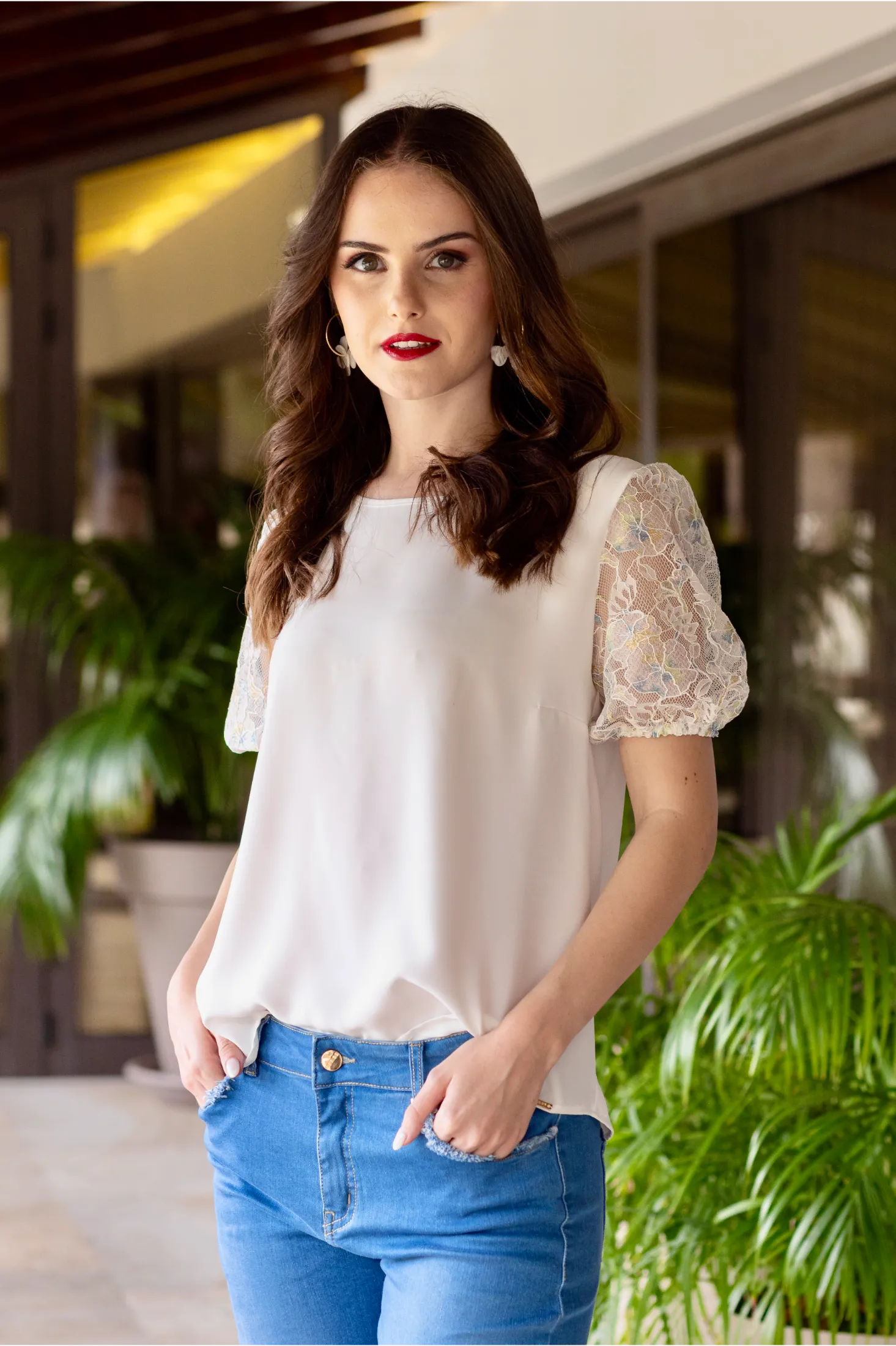 Blusa Ivory Lace Charm