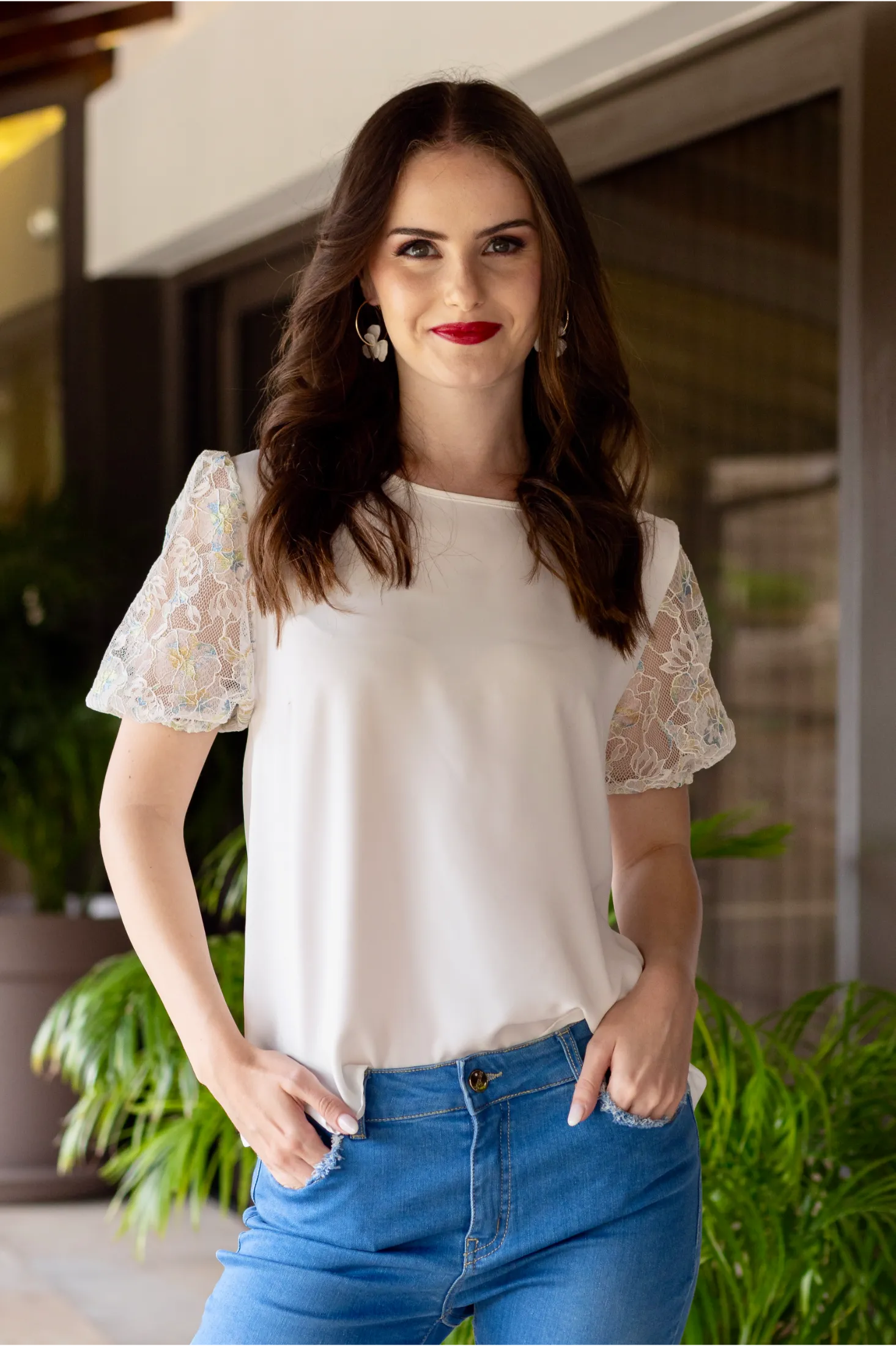 Blusa Ivory Lace Charm