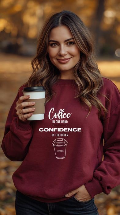 Coffee and Confidence - Unissex Sweatshirt & Hoodie 