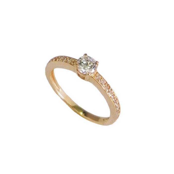 Anel Noivado Ouro Amarelo com zircónias