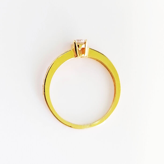 Anel Noivado Ouro Amarelo com zircónias