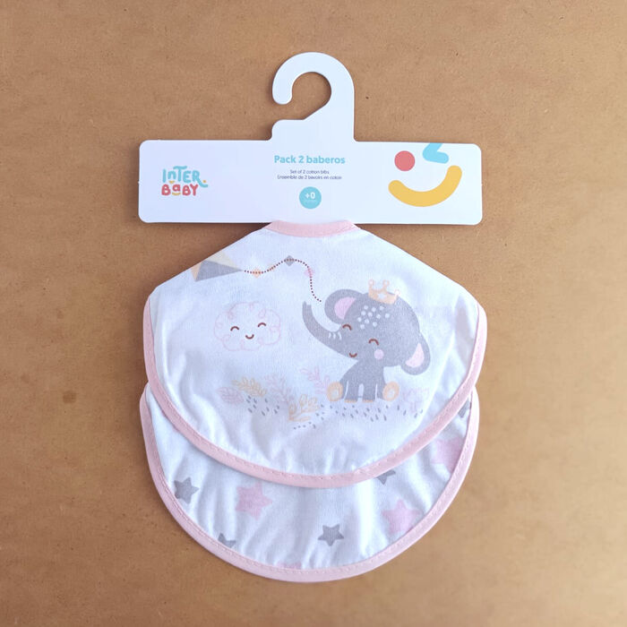 Conjunto de 2 Babetes - Elefante e estrelas