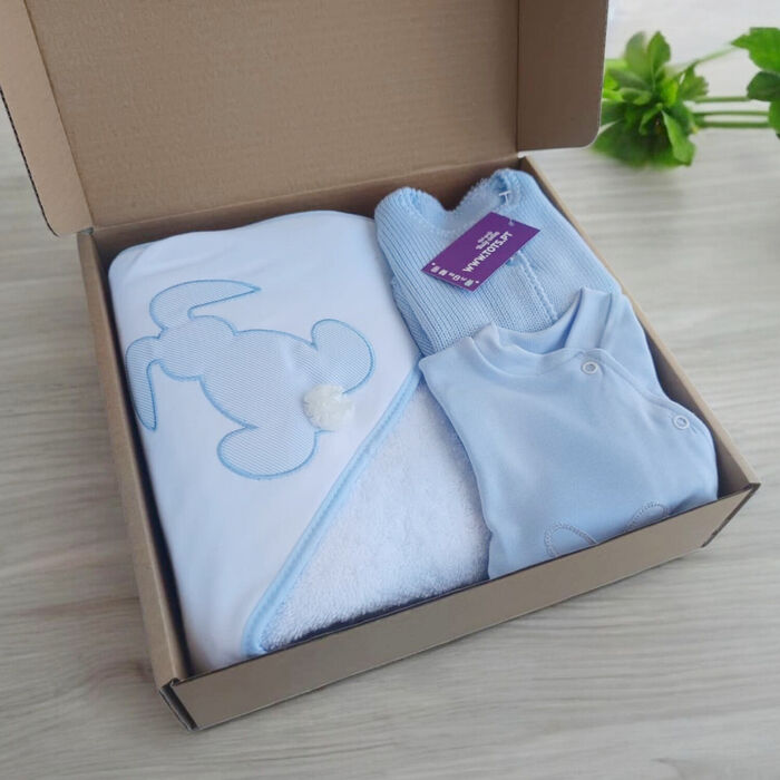 BabyBox Coelho com pompom - Azul