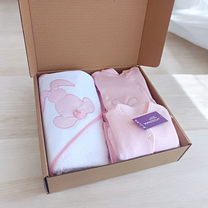BabyBox Coelho com pompom - Rosa