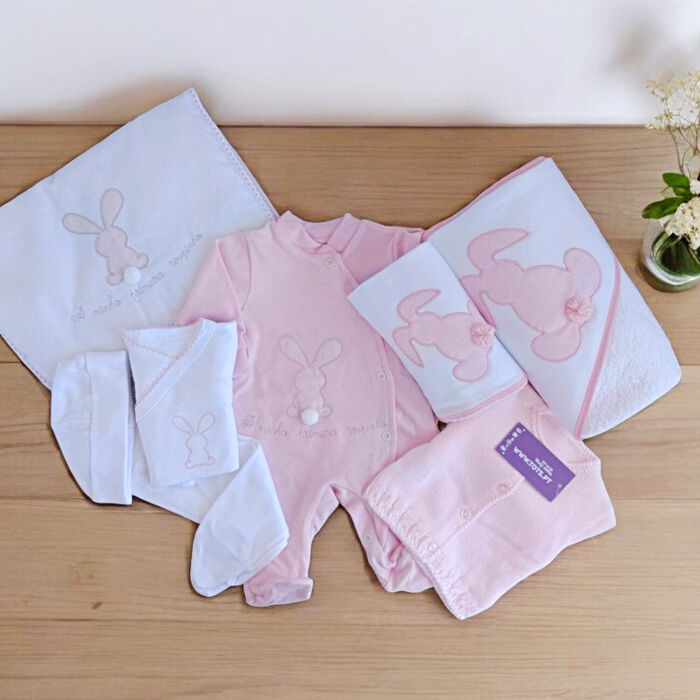 BabyBox Coelho com pompom - Rosa