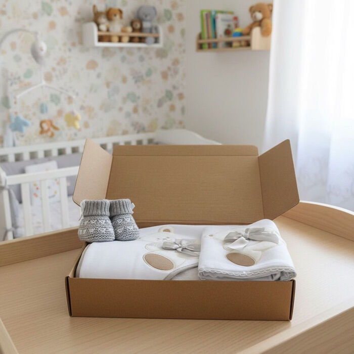 BabyBox - Urso com laço Cinza