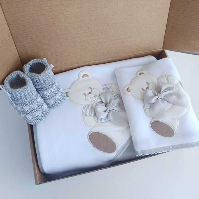 BabyBox - Urso com laço Cinza