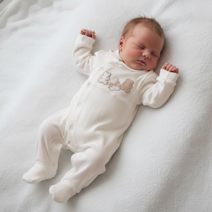 Babygrow Trespasse em Algodão Pérola - 3 ursinhos