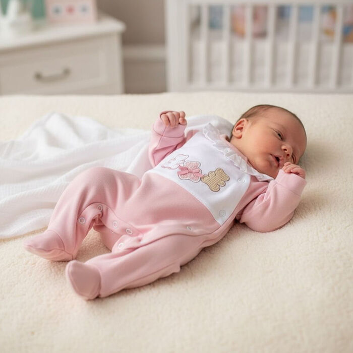 Babygrow Trespasse em Algodão Rosa Velho - 3 ursinhos
