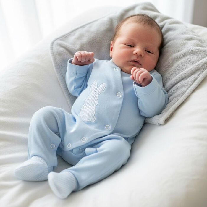 Babygrow Trespasse em Algodão Azul - Little Bunny