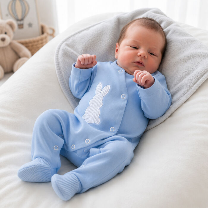 Babygrow Trespasse em Algodão Azul - Little Bunny