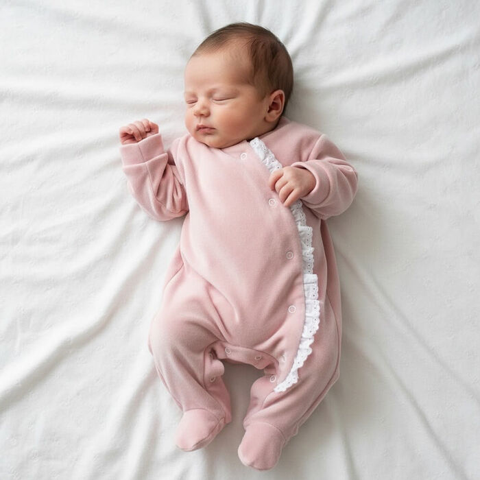 Babygrow Trespasse de veludo - Cyra - Rosa Velho
