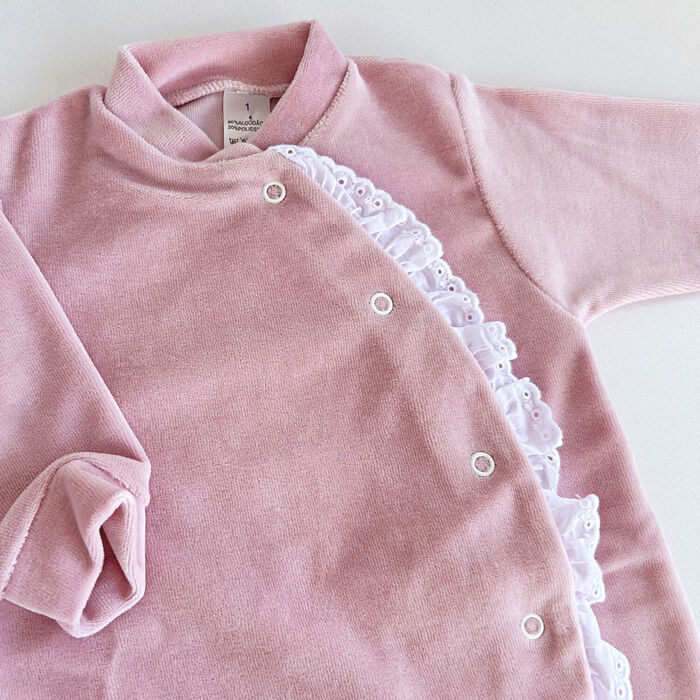 Babygrow Trespasse de veludo - Cyra - Rosa Velho