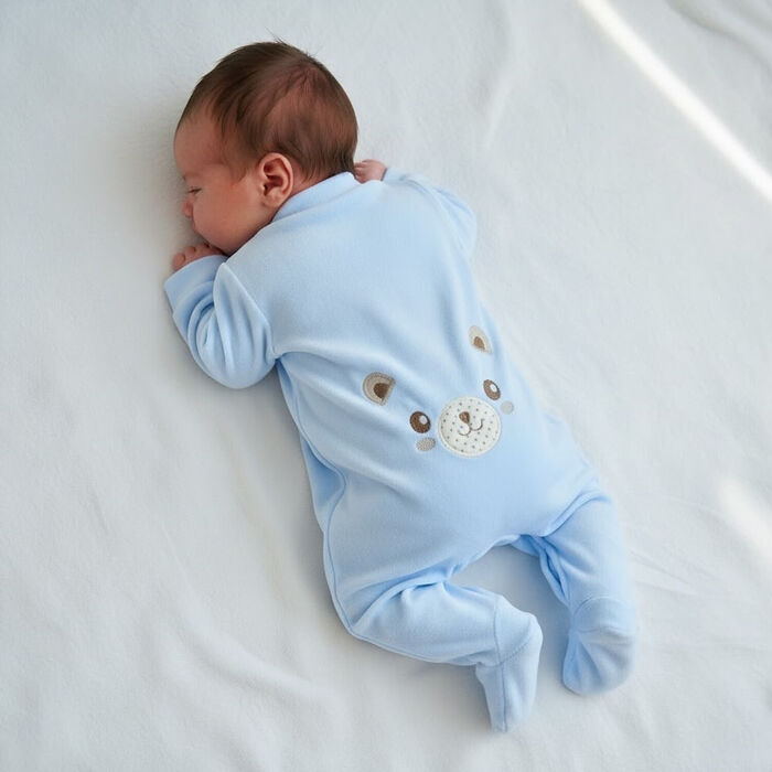 Babygrow veludo Teddy Bum - Azul