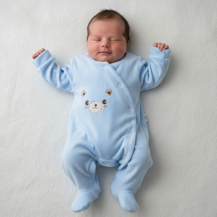 Babygrow veludo Teddy Bum - Azul