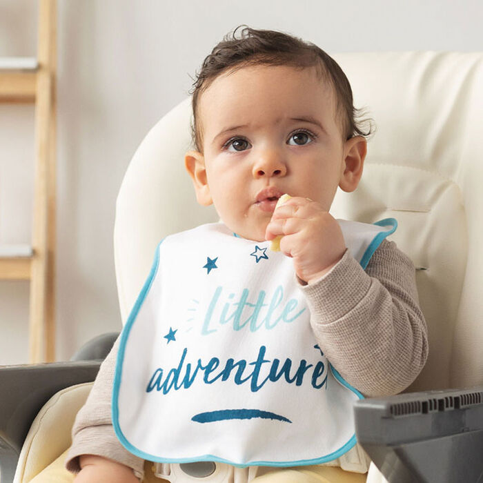 Babete Impermeável em Algodão para Bebé Menino Azul