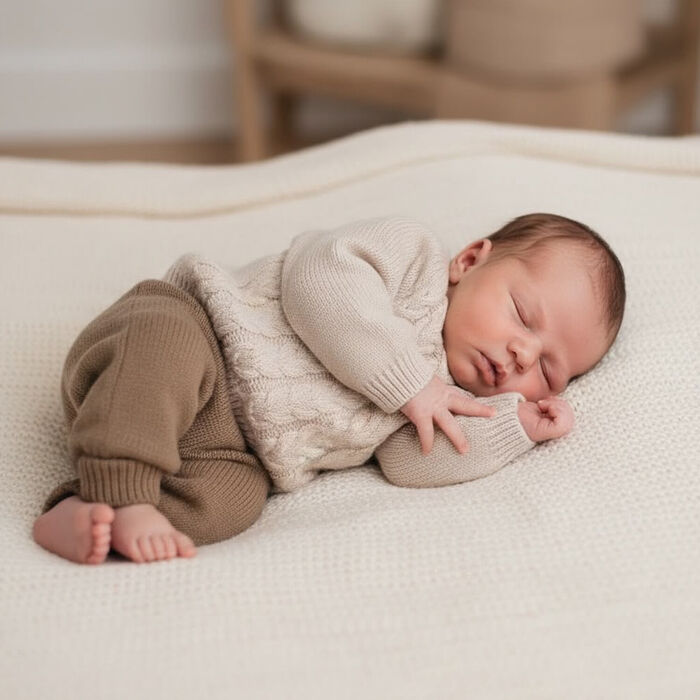 Conjunto em malha para Bebé Birdie -  Pedra