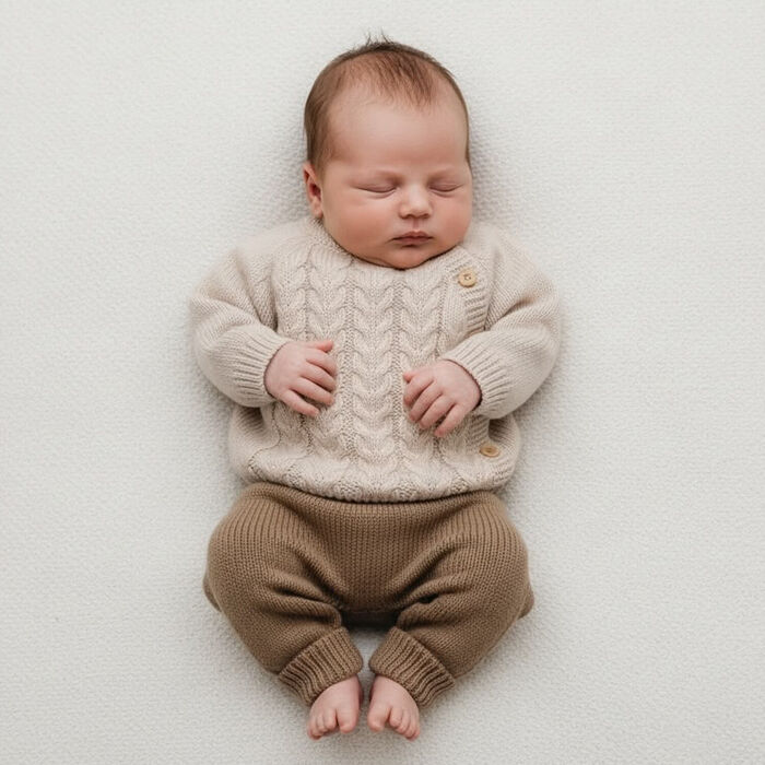 Conjunto em malha para Bebé Birdie -  Pedra