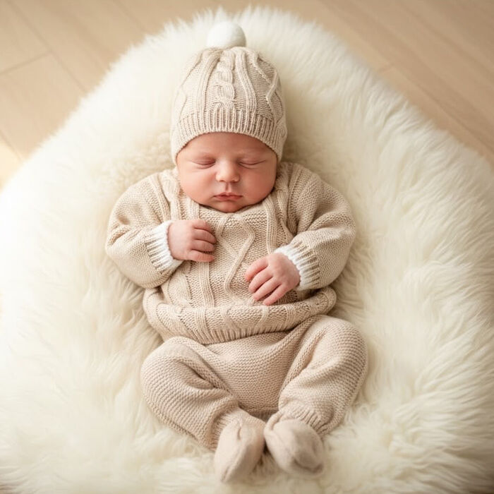 Conjunto em malha para Bebé Warm -  Areia